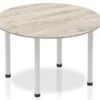 Gladstone Grey Oak 1200 Circle Table Post Leg -Office Furniture Store 1200 post leg table 1003257