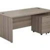 Kestral Grey Oak Panel Promo Desk And Pedestal