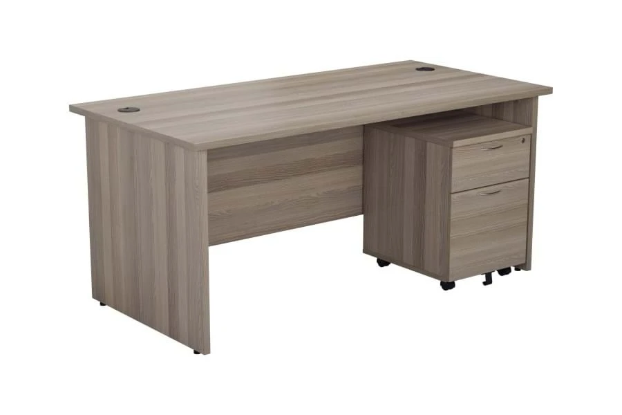 Kestral Grey Oak Panel Promo Desk And Pedestal 3 Kestral Grey Oak Panel Promo Desk And Pedestal