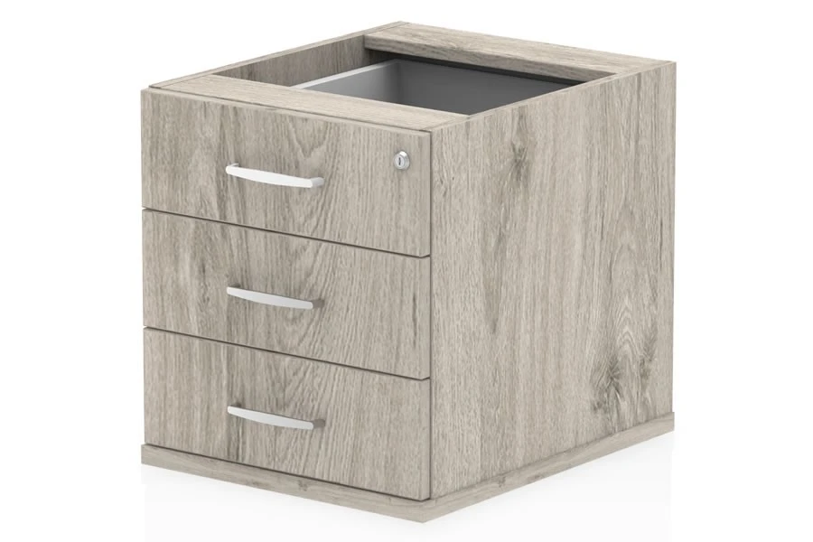 Gladstone Grey Oak Fixed Pedestal 3 Gladstone Grey Oak Fixed Pedestal