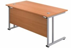 Kestral Rectangular Cantilever Desk -Office Furniture Store beech top silver frame 1