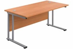 Kestral Rectangular Cantilever Desk -Office Furniture Store beech top silver frame 3 1