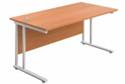 Kestral Rectangular Cantilever Desk -Office Furniture Store beech top white frame 3