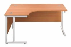 Kestral Cantilever Corner Workstation -Office Furniture Store cantilever beech top white leg