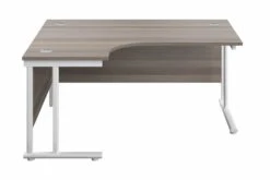 Kestral Grey Oak Cantilever Corner Workstation -Office Furniture Store cantilever grey oak top white leg