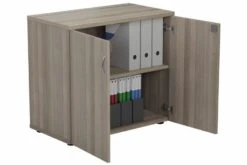 Kestral Grey Oak Desk High Cupboard -Office Furniture Store cupboard 1 3