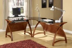 Curve Laptop Computer Desk -Office Furniture Store curve desk corner set room shot