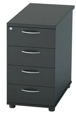Nene Black Desk High Pedestal -Office Furniture Store desk high pedestal 4 drawer 800deep