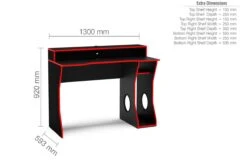 Enzo Black And Red Gaming Computer Desk -Office Furniture Store dimensions