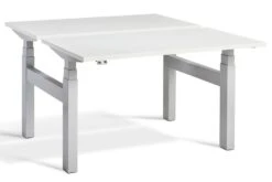 Duo Two Person Height Adjustable Desk -Office Furniture Store duo silver frame white