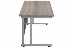 Kestral Grey Oak Rectangular Cantilever Desk -Office Furniture Store grey oak top silver frame 5