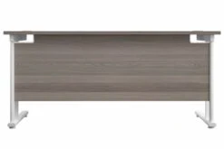 Kestral Grey Oak Rectangular Cantilever Desk -Office Furniture Store grey oak top white frame 2