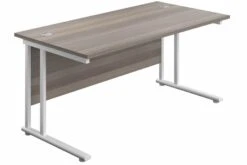 Kestral Grey Oak Rectangular Cantilever Desk -Office Furniture Store grey oak top white frame 3