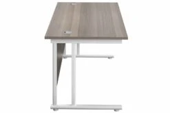 Kestral Grey Oak Rectangular Cantilever Desk -Office Furniture Store grey oak top white frame 5