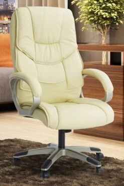 Ontario Leather Office Chair -Office Furniture Store homcom high back pu leather office chair cream 1