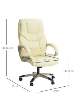 Ontario Leather Office Chair -Office Furniture Store homcom high back pu leather office chair cream 3