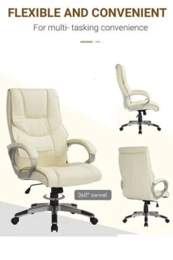 Ontario Leather Office Chair -Office Furniture Store homcom high back pu leather office chair cream 4