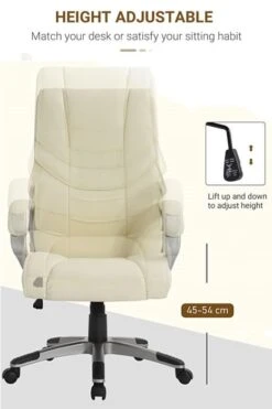 Ontario Leather Office Chair -Office Furniture Store homcom high back pu leather office chair cream 7