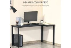 Nemesis Black Corner Gaming Desk -Office Furniture Store homcom l shaped corner desk 5