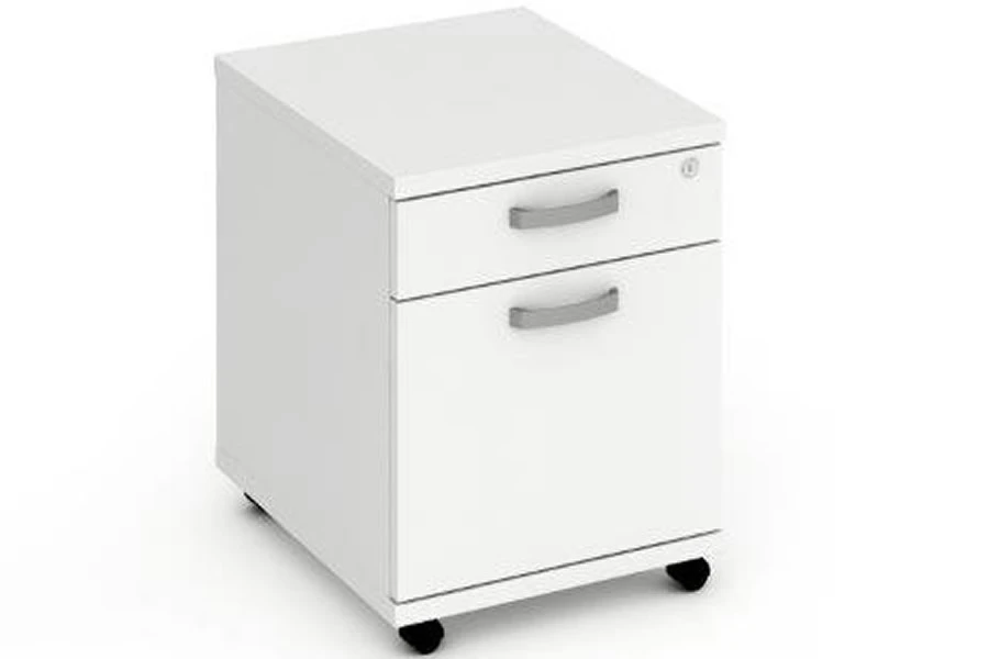 Polar White 2 Drawer Mobile Pedestal 3 Polar White 2 Drawer Mobile Pedestal