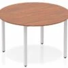 Nova Walnut Circle Table 1200 Post Leg Silver 1 Nova Walnut Circle Table 1200 Post Leg Silver -Office Furniture Store impulse circle table 1200 walnut box frame leg silver