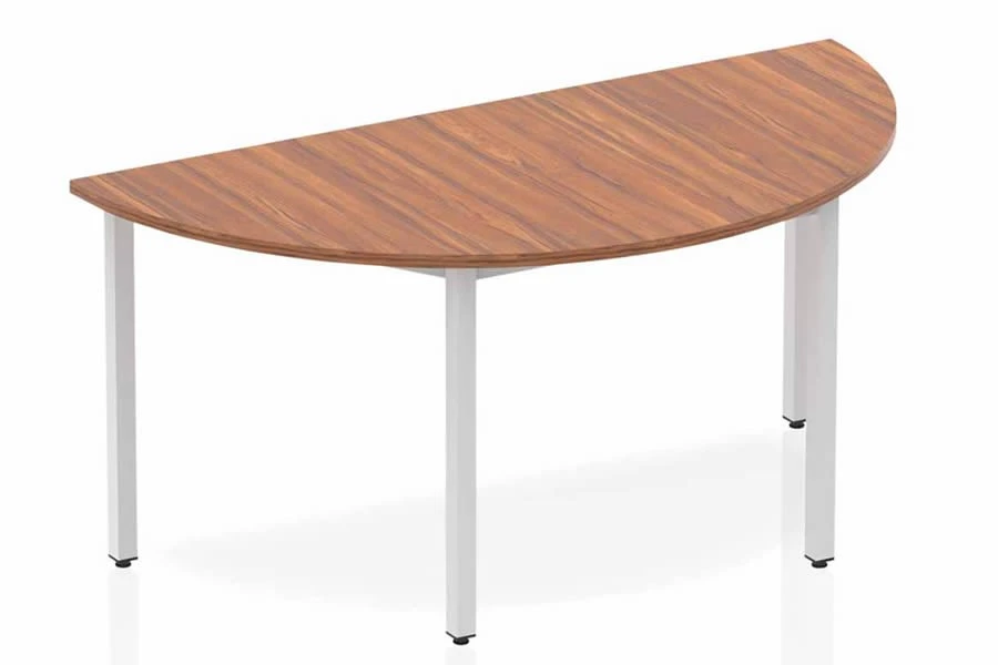 Nova Walnut Semi-circle Table 1600 Box Frame Leg Silver 3 Nova Walnut Semi-circle Table 1600 Box Frame Leg Silver