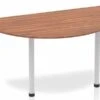 Nova Walnut Semi-circle Table 1600 Post Leg Silver -Office Furniture Store impulse semi circle table 1600 walnut post leg silver
