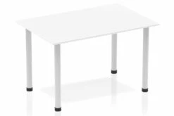 Polar White Straight Table Post Leg -Office Furniture Store impulse straight table 1200 white post leg silver