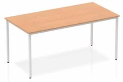Price Point Beech Straight Table Box Frame Leg Silver -Office Furniture Store impulse straight table 1600 oak box frame leg silver