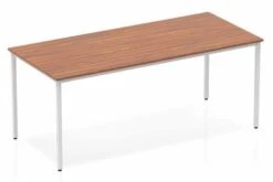 Nova Walnut Straight Table Box Frame Leg Silver -Office Furniture Store impulse straight table 1800 walnut box frame leg silver