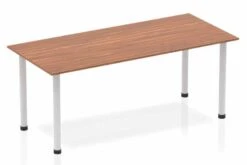 Nova Walnut Straight Table Post Leg Silver -Office Furniture Store impulse straight table 1800 walnut post leg silver