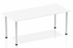 Polar White Straight Table Post Leg -Office Furniture Store impulse straight table 1800 white post leg silver