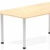 Solar Maple Trapezium Table 1600 Post Leg Silver -Office Furniture Store impulse trapezium table 1600 maple post leg silver