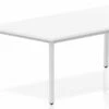 Polar White Trapezium Table 1600 Box Frame Leg Silver -Office Furniture Store impulse trapezium table 1600 white box frame leg silver