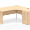 Solar Maple Corner Panel Desk And Pedestal -Office Furniture Store maple crescent panel bundle right
