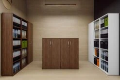 Nova Walnut 1600mm Office Bookcase -Office Furniture Store nova room 1 2