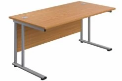 Kestral Rectangular Cantilever Desk -Office Furniture Store oak top silver frame 3