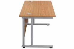 Kestral Rectangular Cantilever Desk -Office Furniture Store oak top silver frame 5