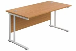 Kestral Rectangular Cantilever Desk -Office Furniture Store oak top white frame 3