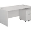 Kestral White Panel Promo Desk And Pedestal -Office Furniture Store opr1680pplustesmp2wh front 45