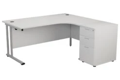 Kestral White Corner Desk And Pedestal -Office Furniture Store ost1612cwsrclplustesudp3wh front 45