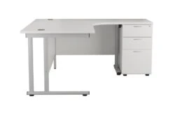 Kestral White Corner Desk And Pedestal -Office Furniture Store ost1612cwsrclplustesudp3wh side