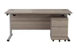Kestral Grey Oak Promo Desk And Pedestal -Office Furniture Store ost1680recclplustesmp2go front