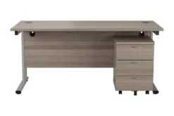 Kestral Grey Oak Promo Desk And Pedestal -Office Furniture Store ost1680recclplustesmp3go front