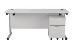 Kestral White Promo Desk And Pedestal -Office Furniture Store ost1680recclplustesmp3wh front