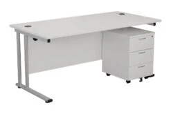 Kestral White Promo Desk And Pedestal -Office Furniture Store ost1680recclplustesmp3wh front 45