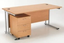 Kestral Promo Desk And Pedestal -Office Furniture Store rectangular desk oak bundle 3