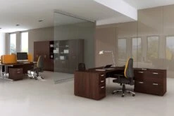 Nova Walnut Corner Panel Leg Desk 11 Nova Walnut Corner Panel Leg Desk -Office Furniture Store roomshot 11 walnut