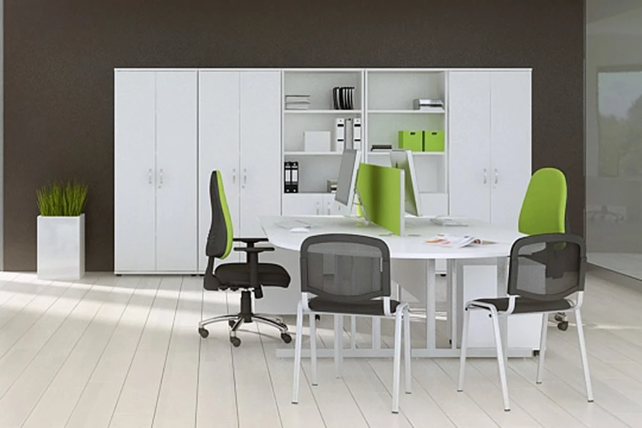 Polar White 2 Drawer Desk High Side Filer 5 Polar White 2 Drawer Desk High Side Filer - Image 3