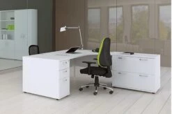 Polar White 3 Drawer Desk High Pedestal -Office Furniture Store roomshot 19 white 6